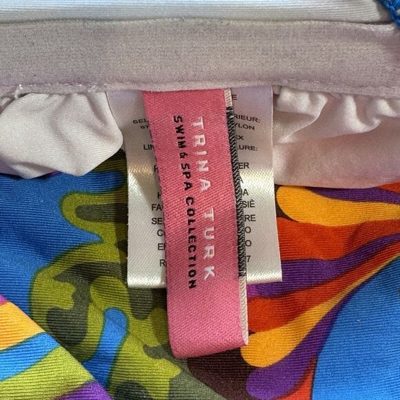 Trina Turk Floral Print Halter Bandeau Med Side Bottom Small Swim Bikini - Picture 6 of 8